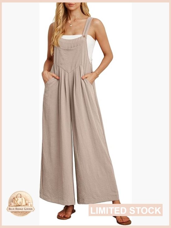 Pants - Wide Leg Jumpsuit with Pockets Casual Loose Romper Boho Summer Outfit